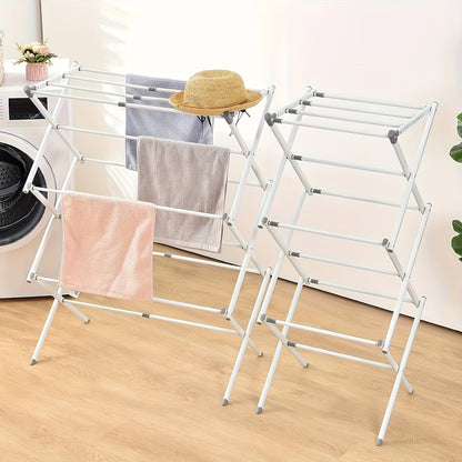 Foldable Drying Rack – Durable Clothes Holder with Anti-Slip Horseshoe & Secure Buckle Lock, Expandable Home Storage Organizer for Towels & Clothing