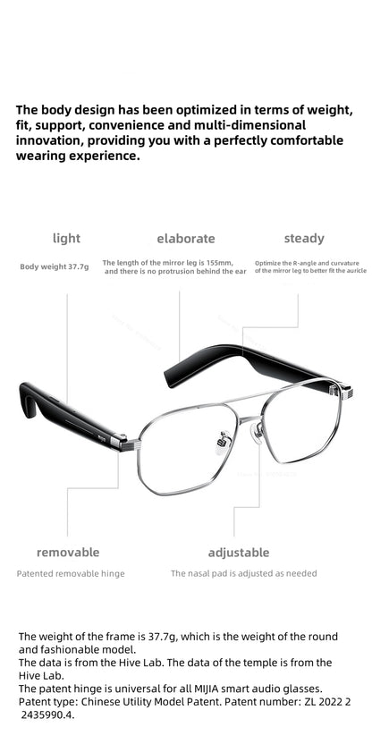 Xiaomi Mijia Smart Audio Glasses Lite Joyful Edition — Bluetooth 5.2 Headset with Noise Reduction, Ultra-Long Standby & Detachable Design