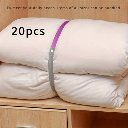 20pcs Elastic Storage Bands – Adjustable, Stretchable Buckle for Travel, Clothing, Drawers & Wardrobe Sorting, Space Saving
