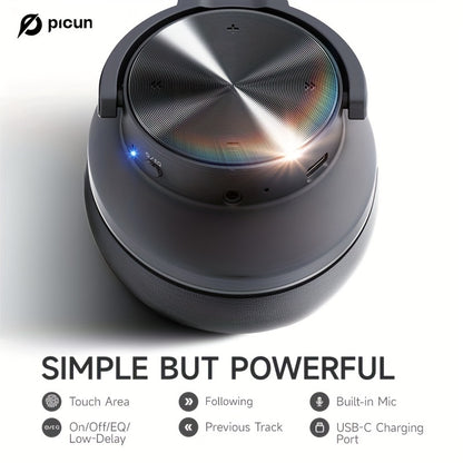 Picun B8 Elite Hi-Fi Wireless Headphones - 120-Hour Battery, 3 EQ Modes, Foldable, Crystal-Clear Mic, Sound Isolation, Type-C Fast Charging
