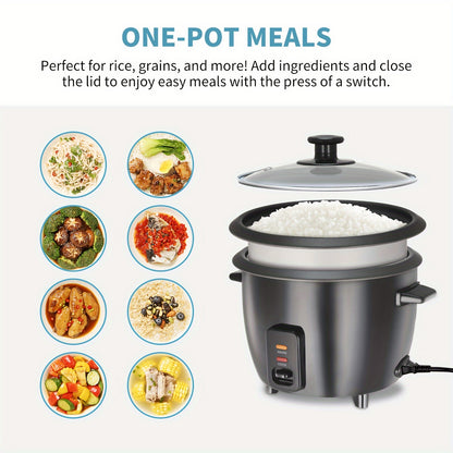 Versatile 6-Cup Rice Cooker with Yogurt Maker - 1.5 Qt Capacity, Nonstick Pot, Auto Keep Warm, One Touch Operation - Includes Steamer for Oatmeal and Soup, Stainless Steel Liner