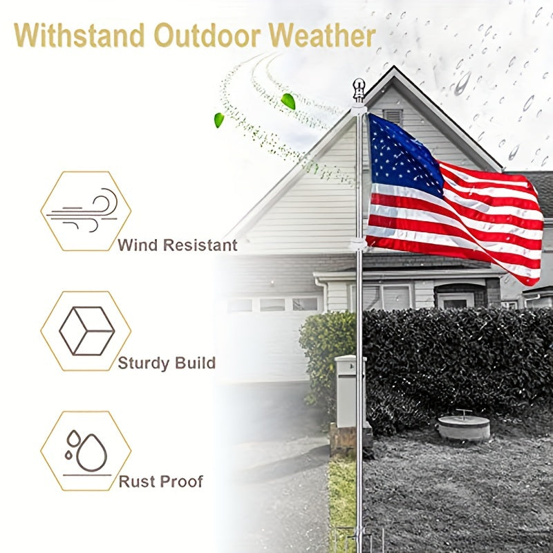 9ft Ground Flag Pole for Outside House – Tangle-Free, Wind-Resistant, Rustproof with 5-Prong Yard Flag Stand (Flag Not Included)