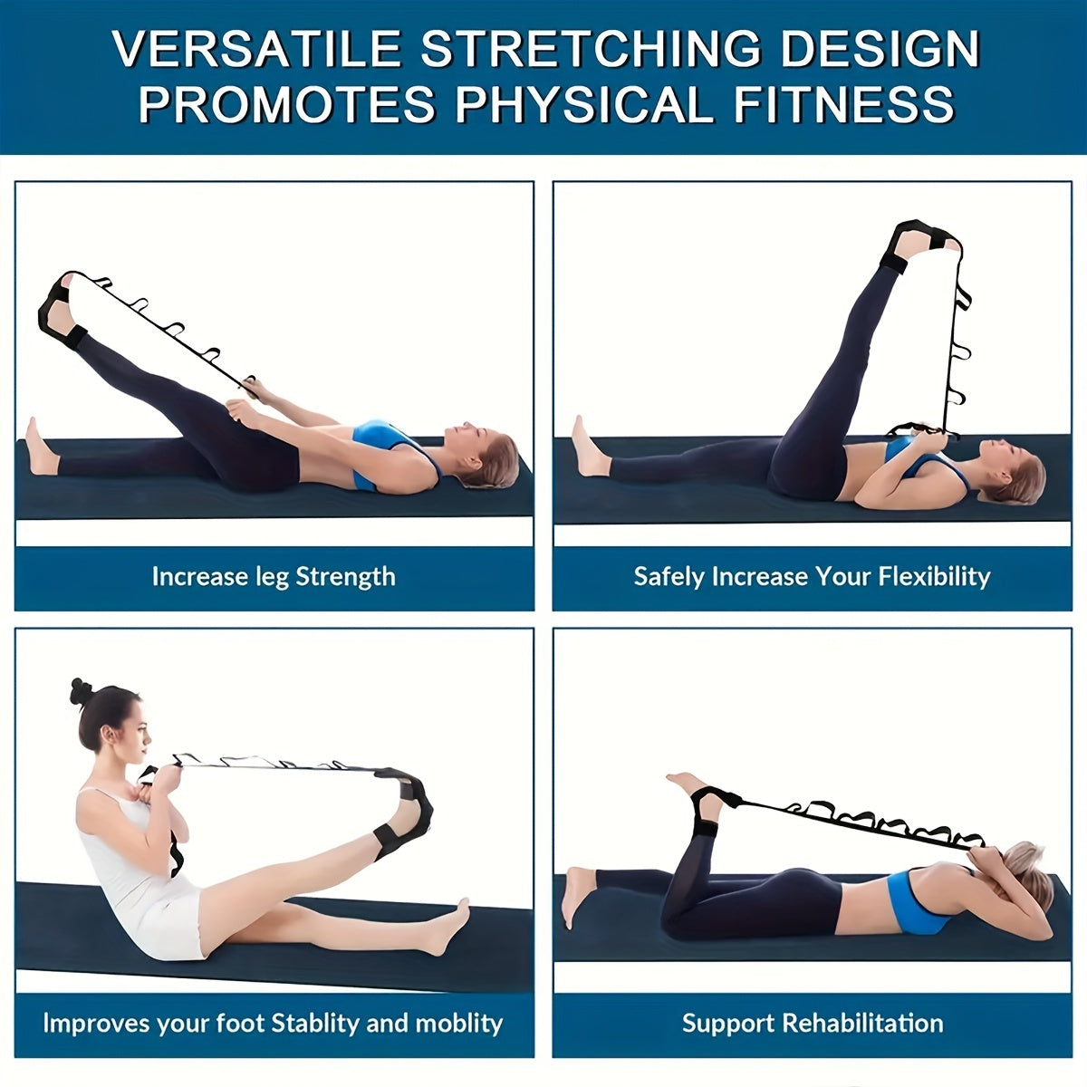 Foot Stretcher & Calf Stretcher for Plantar Fasciitis – Yoga Stretching Band for Muscle Relaxation