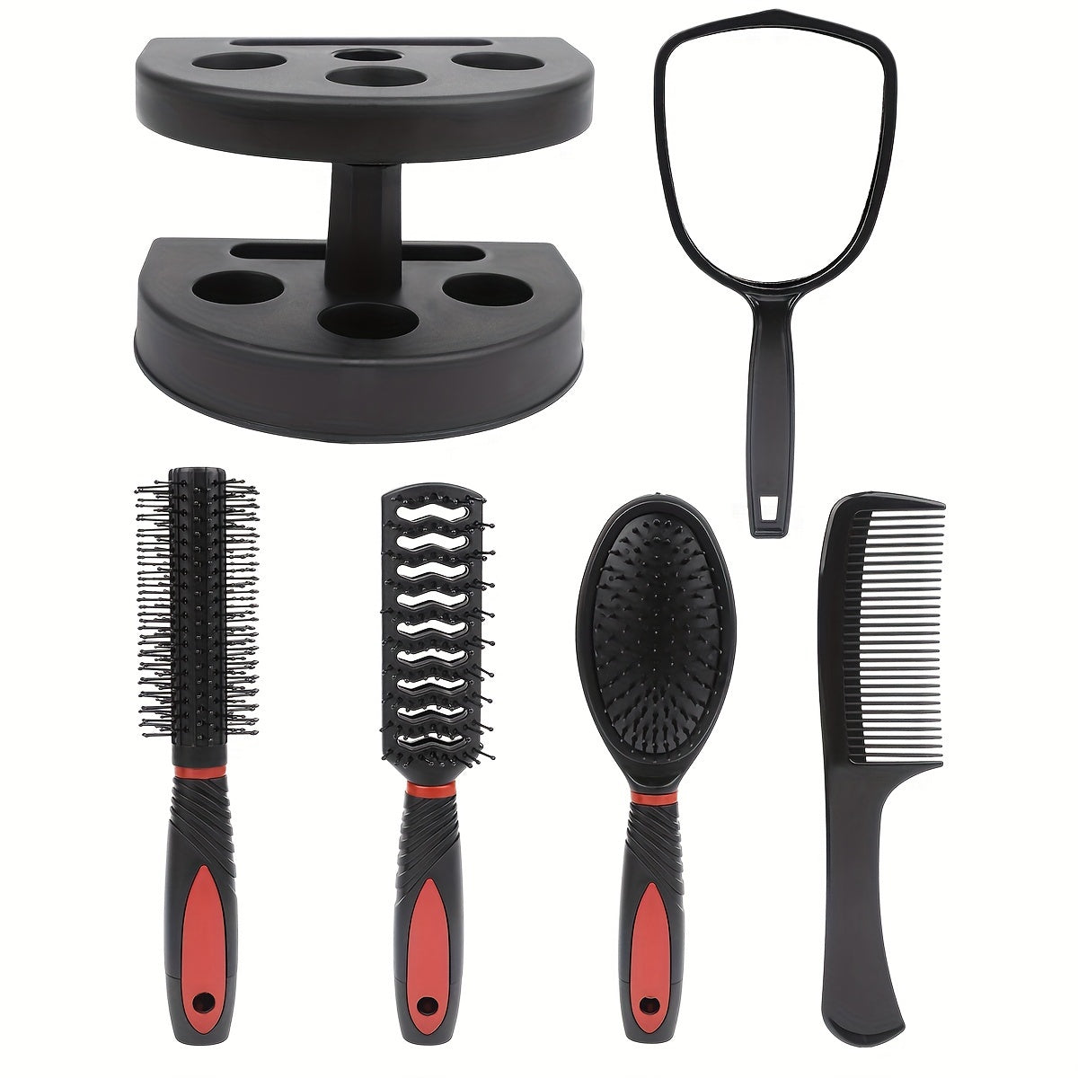 5 Piece Professional Hairdressing Styling Set – Detangling Hair Brush, Airbag Comb, Scalp Massage Comb & Makeup Mirror