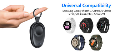 NEWDERY Magnetic Keychain Charger — Portable Wireless Power Bank for Samsung Galaxy Watch 7/Ultra/6/6 Classic/5 Pro/4/3 & Active 2/1