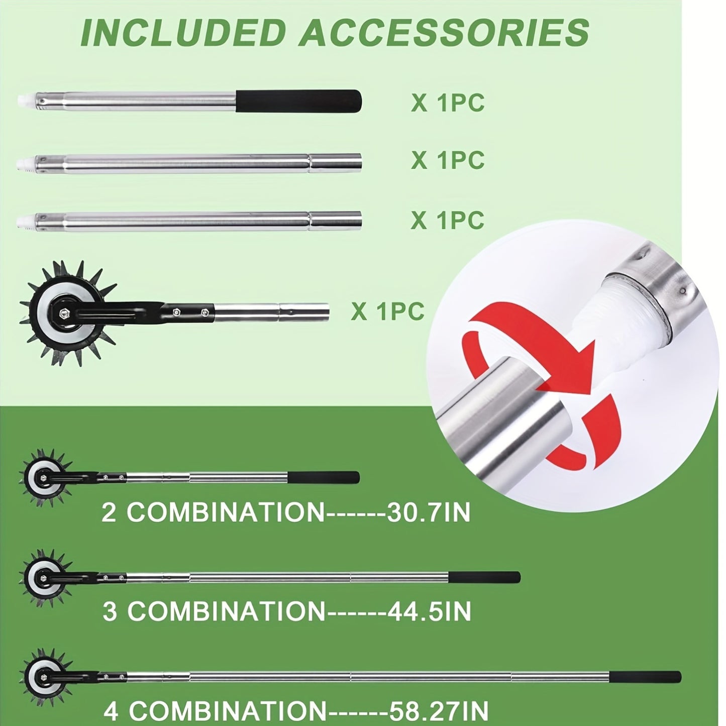 Sharp & Durable 3 Stage Manual Lawn Edger – 58.3 Inch Stainless Steel Handle with Comfort Grip