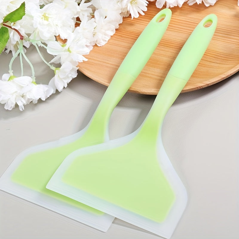 Premium Tamagoyaki Silicone Spatula - Heat-Resistant, Non-Stick with Wide Mouthed Ergonomic Grip - Ideal for Pizza, Frying, Grilling, Pancakes, Fluorescent Green, Eid Al-Adha Mubarak