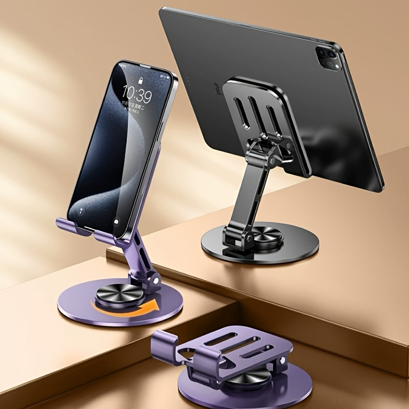 Full Metal 360-Degree Rotating Phone and Tablet Stand - Universal Stress-Relieving Desk Mount