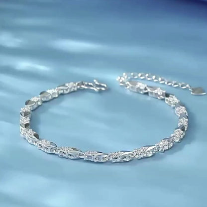 S999 Pure Silver Four-Leaf Clover Bracelet for Women - Lucky Charm Bracelet Jewelry