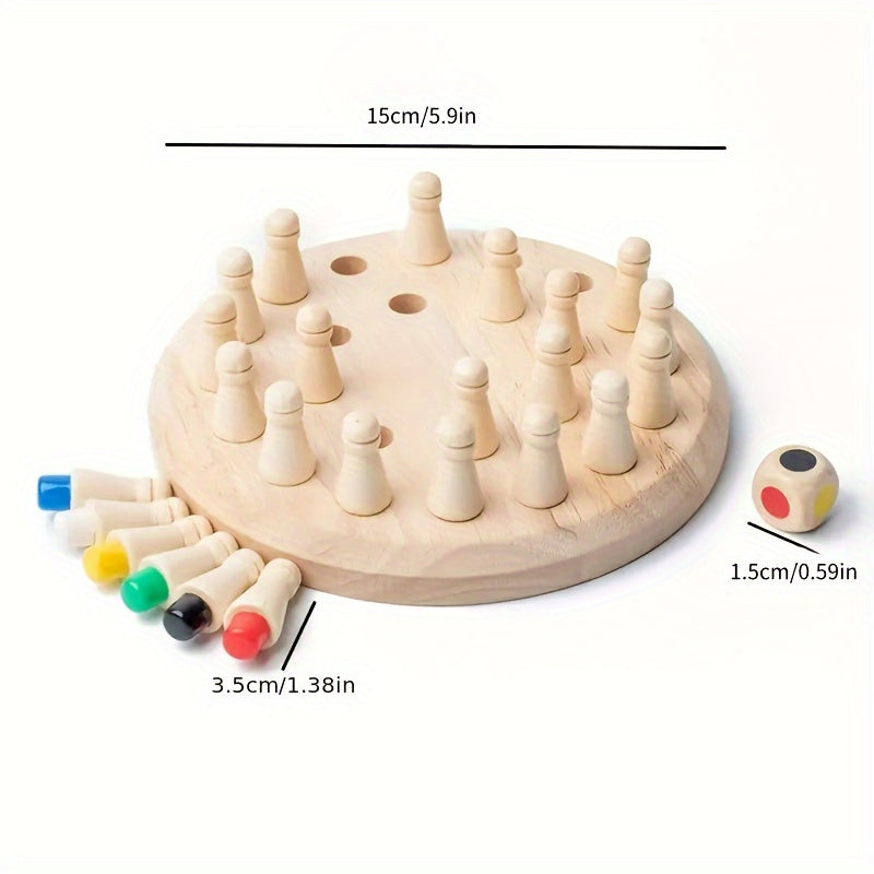 Wooden Memory Match Stick Chess - Portable Brain Teaser Puzzle Game for Kids and Adults, Ages 3-6, Enhances Cognitive Skills, Ideal for Travel and Gifting