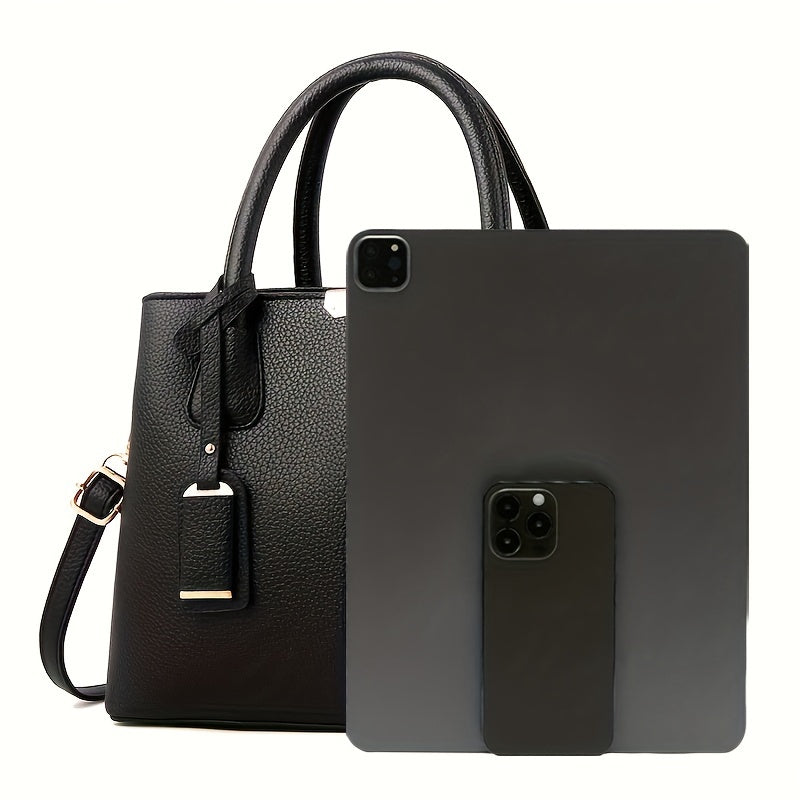 Stylish Large Capacity Tote Handbag – Durable PU Leather, Casual Chic, Versatile Shoulder and Crossbody Bag for On-the-Go Fashionistas