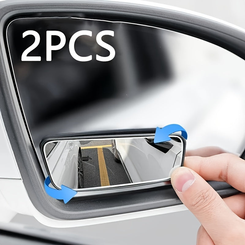 2PCS Oval Blind Spot Mirrors for Cars - Universal Fit, Front Placement, Adjustable Flat Wide Angle Side Rear View, Compatible with Multiple Models