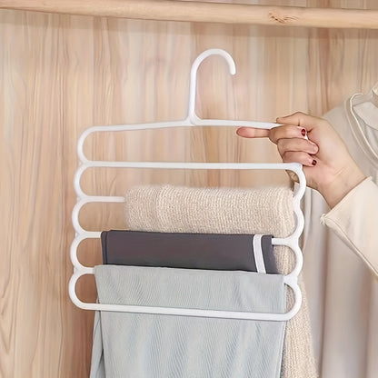 5pcs Multifunctional Five-Layer Pants Rack - Anti-Slip Multi-Layer Clothing Hanger for Wardrobe, Scarf & Pants Storage