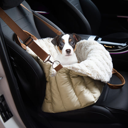 ClevaHome Small Dog Car Seat & Travel Carrier - Soft Fleece Pet Bed for Dogs up to 10lbs, Stylish Eucalyptus Travel Tote