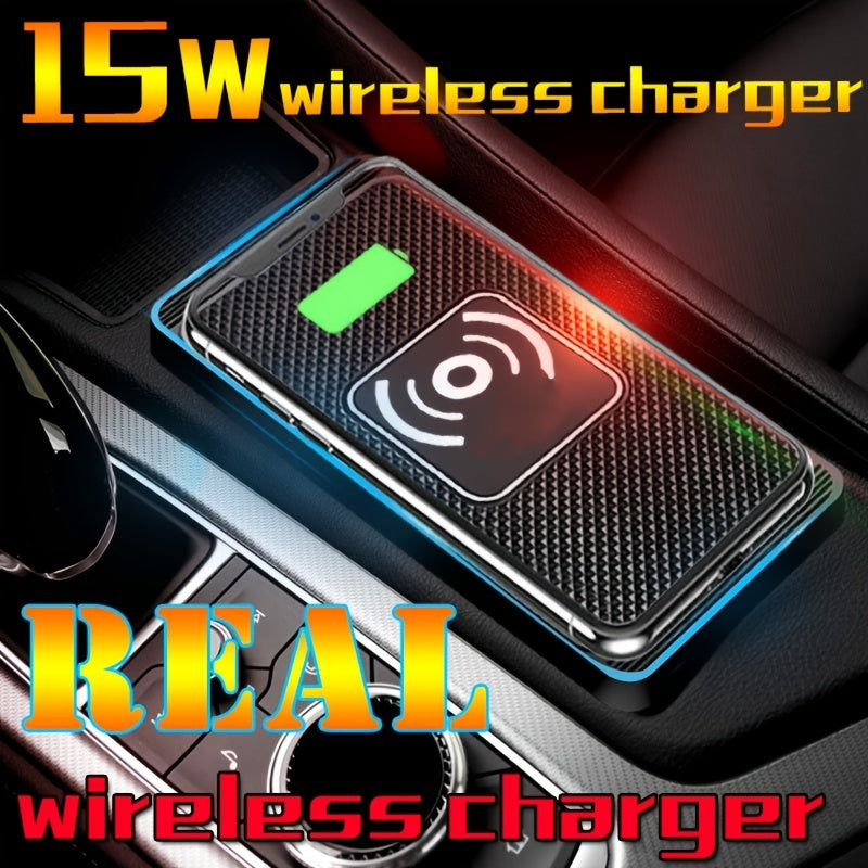 Fast Wireless Car Charger Pad - 15W Qi Certified for iPhone 11/12/13/14 Pro Max, Xs and Samsung Phones - Non-Slip, Easy Mount