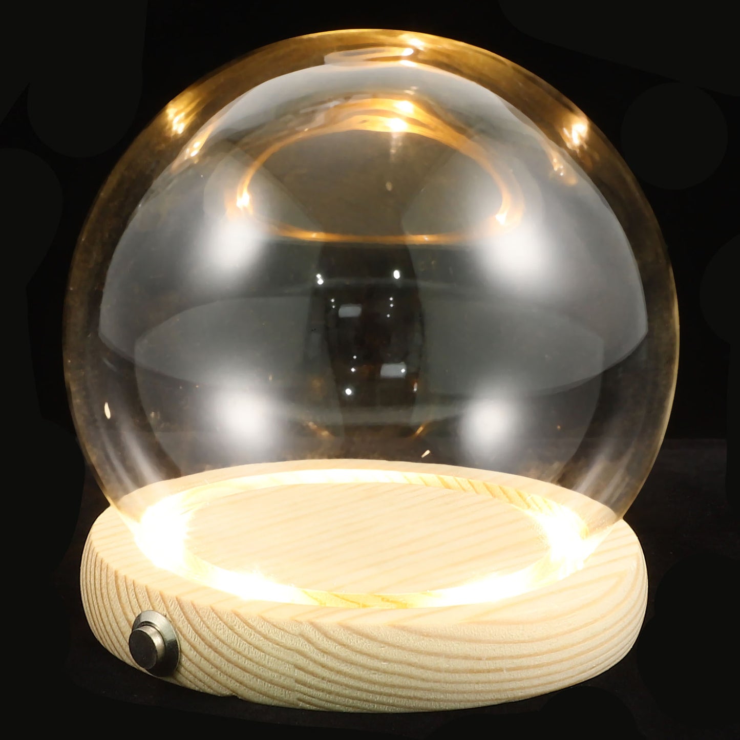 Handmade Glass Display Dome – Clear Plant Pots with LED Lights, Glowing Eternal Preserved Flowers Decor