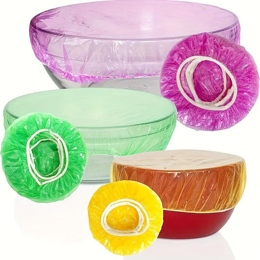 60PCS Colorful Elastic Food Storage Covers - Reusable Bowl Covers, Translucent Stretchy Plate Covers, Eco-Friendly Alternative to Foil and Plastic Wrap, Random Colors