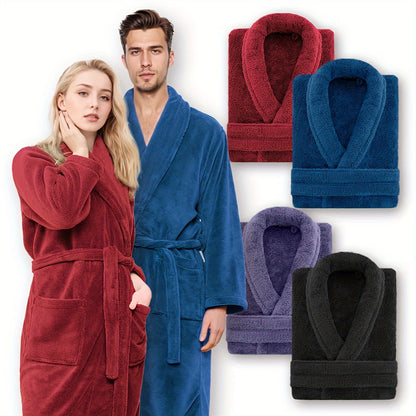 Ultra-Soft Fleece Bathrobe for Men and Women - Cozy, Warm, Machine Washable - Perfect for Bathroom or Bedroom