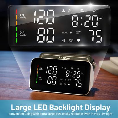 Oklar Blood Pressure Monitor – LED Display with Voice Broadcasting, Digital Cuff Machine, Includes Charging Cord