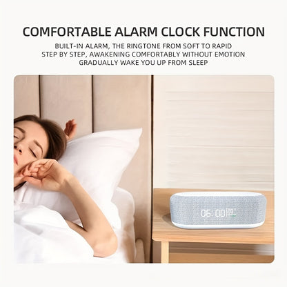 15W Wireless Charging Station with Digital Alarm Clock and Temperature Display – Night Light Dock for iPhone 15/14/13/12/11/X/SE/8 Series