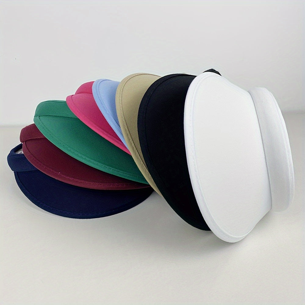 Adjustable Clip Sun Visor Hat - Cotton Twill, Wide Brim Caps for Men and Women, Perfect for Golf, Beach, Tennis