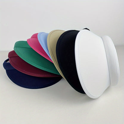Adjustable Clip Sun Visor Hat - Cotton Twill, Wide Brim Caps for Men and Women, Perfect for Golf, Beach, Tennis