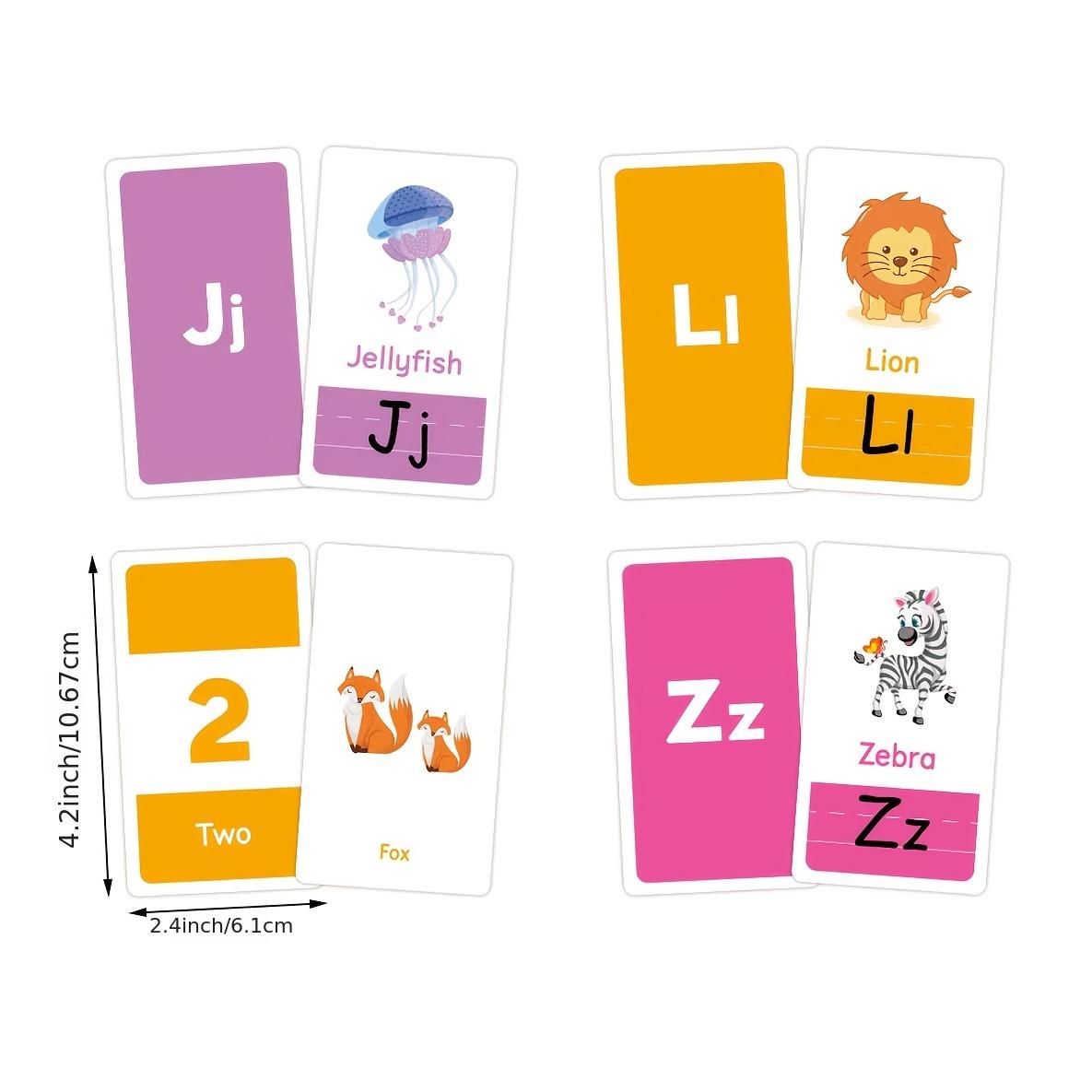 58pcs Double-Sided Alphabet Drawing Cards – Learning Colors, Numbers, Shapes, Animals, ABC Letters, and Common Words, Perfect for Halloween & Christmas Gifts