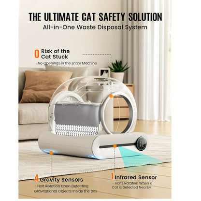Self-Cleaning Litter Box - Automatic with Pad, 17.17gal+2.38gal Large Capacity, APP Control, Suitable for Multiple Cats