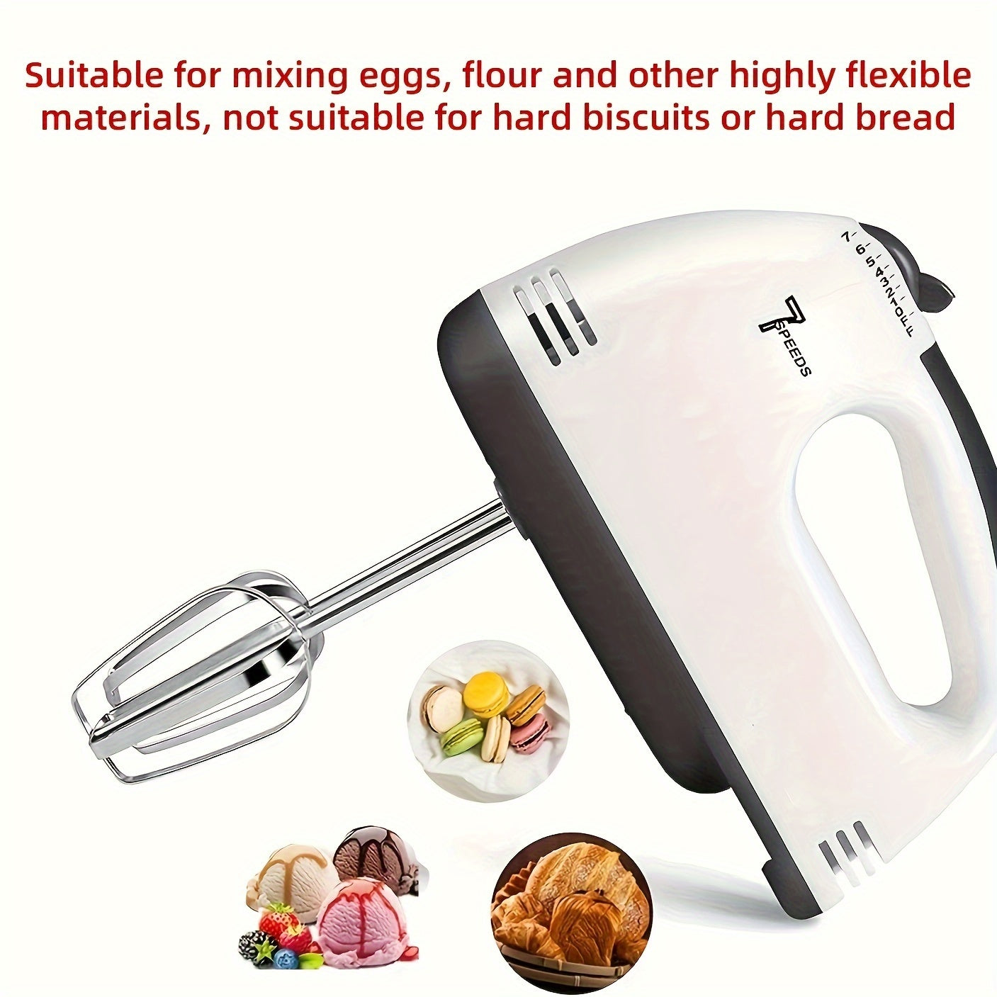 PANCERKA 7-Speed Electric Hand Mixer Set - Includes Egg Beater, Whisk, Food Stirrer - Versatile Kitchen Appliance, 110V