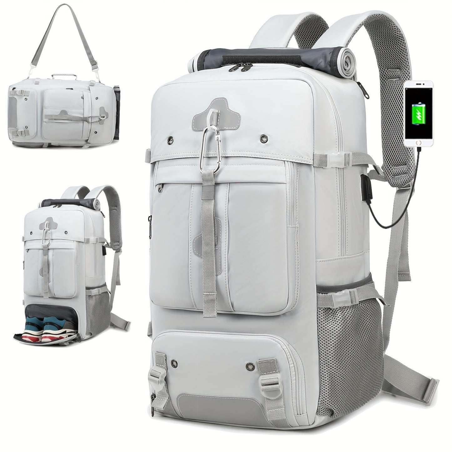 50L Spacious Hiking Travel Backpack - Multi-Functional, Water-Resistant, with Shoe Compartment, Laptop Sleeve, Ventilated Ergonomic Design - Ideal for Outdoor Camping, Sports and Adventures