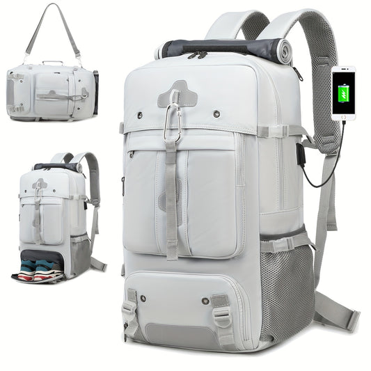 50L Spacious Hiking Travel Backpack - Multi-Functional, Water-Resistant, with Shoe Compartment, Laptop Sleeve, Ventilated Ergonomic Design - Ideal for Outdoor Camping, Sports and Adventures