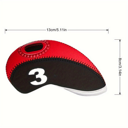 10pcs Golf Club Head Covers Set - Iron Protective Covers, Essential Golf Accessories