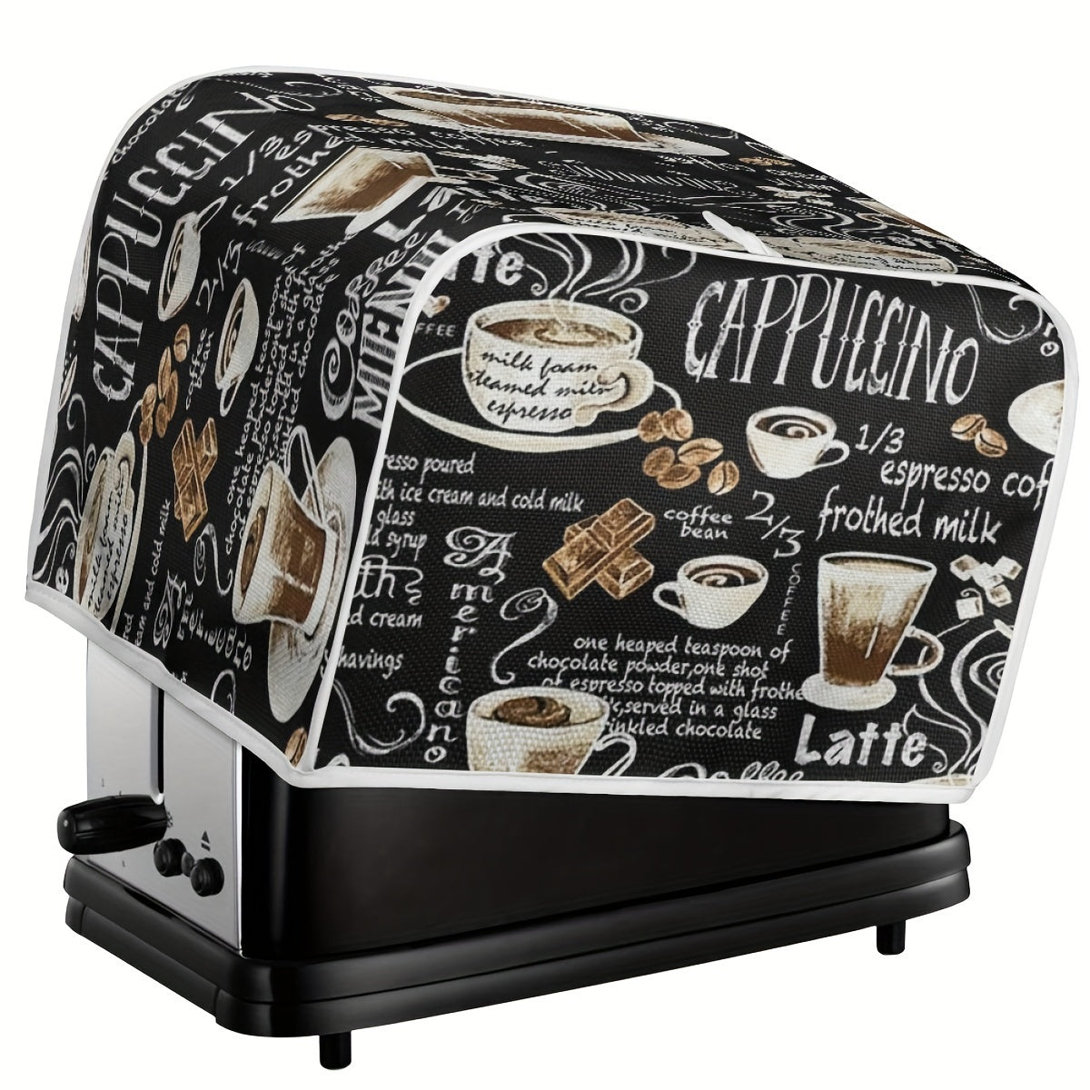 Coffee Pattern 2 Slice Toaster Cover - Dust Proof Kitchen Appliance Cover with Anti-Fingerprint Protection - Perfect Gift for Women