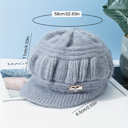 Cozy Fleece-Lined Winter Beanie for Women - Warm Knit Cap with Star Decor, Ideal for Christmas & Cold Weather