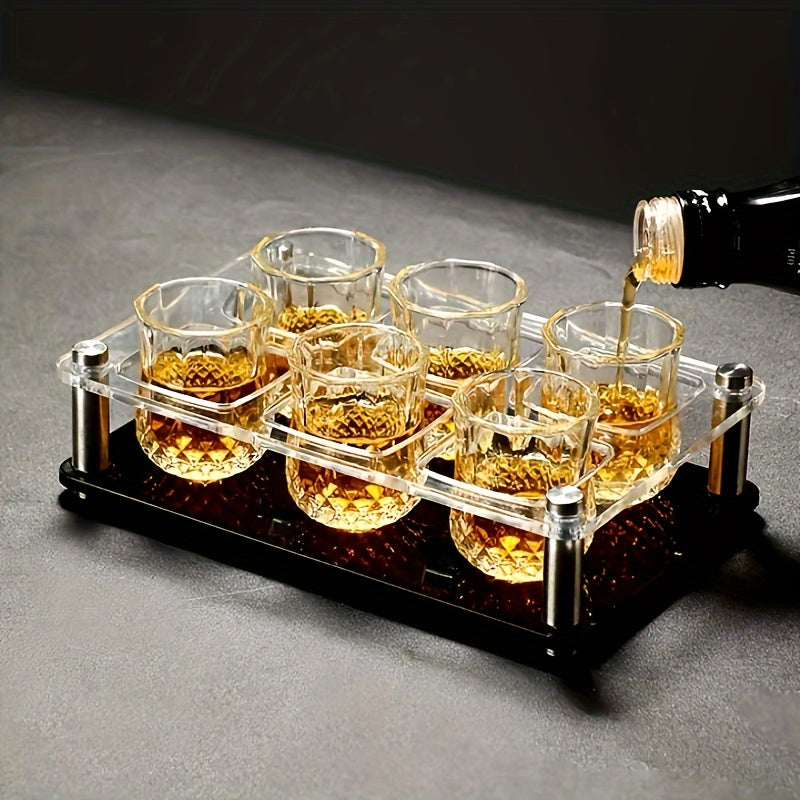 6pcs Luxurious Crystal Cut 50ml Glass Shot Glasses – Reusable, Durable Whiskey Tumblers for Bar & KTV, Hand Wash Only, Perfect for Entertaining Guests