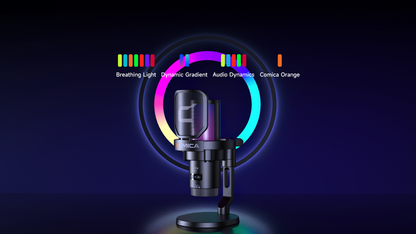 COMICA Uni Pro Wireless USB Gaming Microphone – Noise-Canceling Condenser Mic with RGB Lights for PC, Laptop & Smartphone