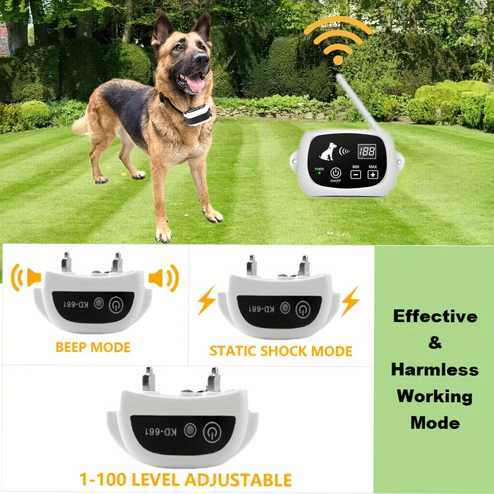 Wireless Dog Fence System - Electric Fence for Stubborn Dogs, Boundary Containment with Waterproof Training Collar, Large Signal Range (80-1640 ft), Rechargeable