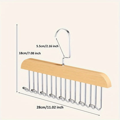 Bra Hanger for Closet – 3-Pack Tank Top Hanger with 8 Hooks, Space-Saving Wooden Organizer for Bras, Camisoles, Swimsuits & Dresses, 360° Rotating, Dorm & Apartment Storage