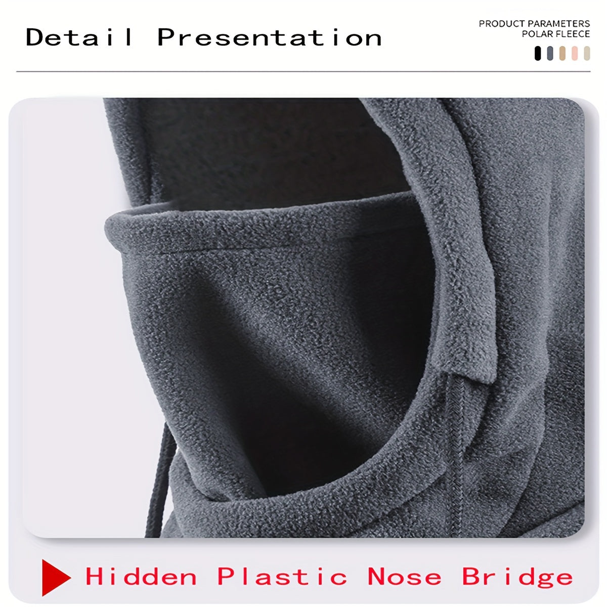 Unisex Winter Fleece Balaclava Ski Mask – Thermal Cycling Hood with Hidden Nose Bridge, Adjustable Drawstring – 100% Polyester Neck Warmer, Knit Fabric – Machine Wash Safe