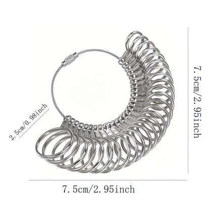 Metal Ring Sizer Measuring Tool Set - Finger Sizing Gauge for Women & Men, US Sizes 0-13 Including Half Sizes
