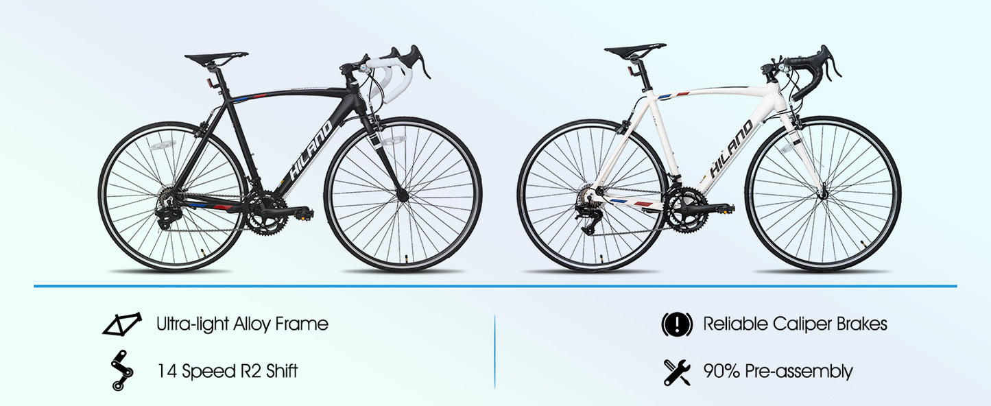Hiland 700C Road Bike — 14-Speed Lightweight Aluminum Racing & Commuter Bike for Men & Women