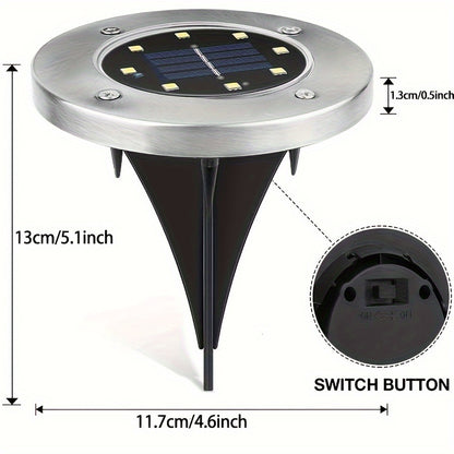 LED Ground Spot Solar Lights – Waterproof Outdoor Landscape Lighting for Pathways, Gardens, and Lawns – Solar Disk Floor Lamps (4/8 Pack)