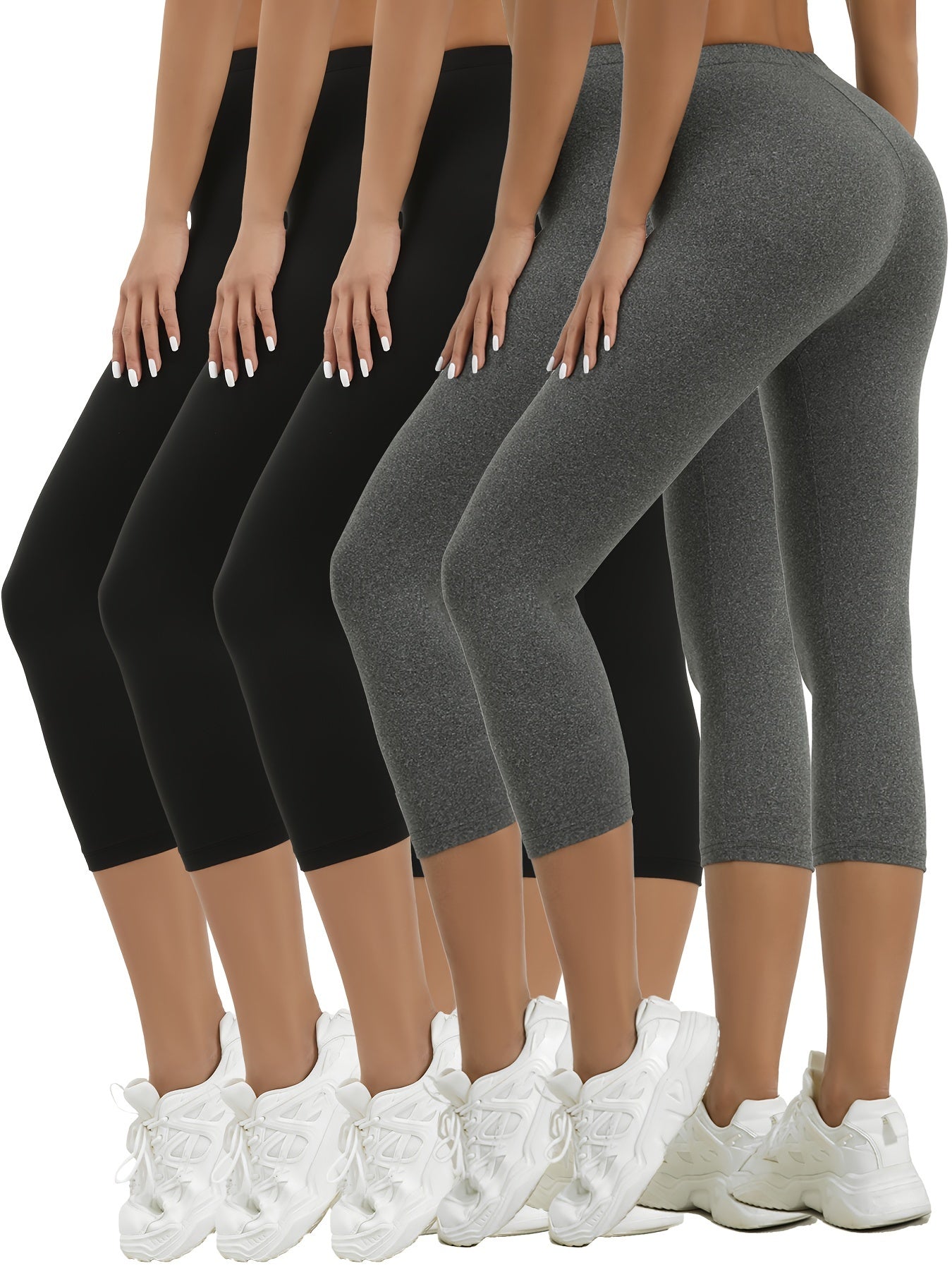 5 Pack Super Soft Capri Pants for Women: Non-See-Through Workout, Running, Yoga Athletic Leggings
