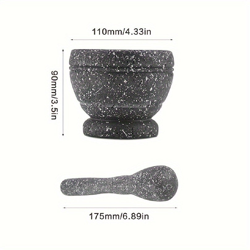 Plastic Manual Mortar and Pestle Set - Garlic and Spices Grinder with Grinding Bowl for Kitchen Seasoning and Herb Mixing - Ideal Gift Tool