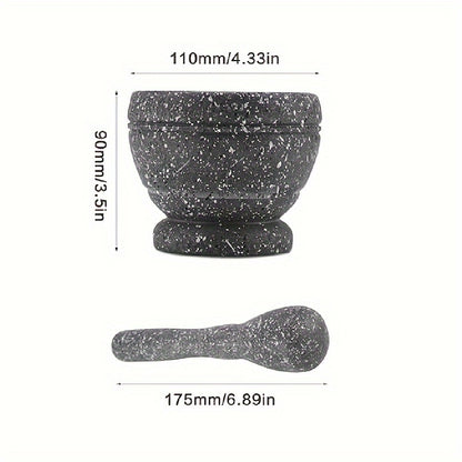 Plastic Manual Mortar and Pestle Set - Garlic and Spices Grinder with Grinding Bowl for Kitchen Seasoning and Herb Mixing - Ideal Gift Tool