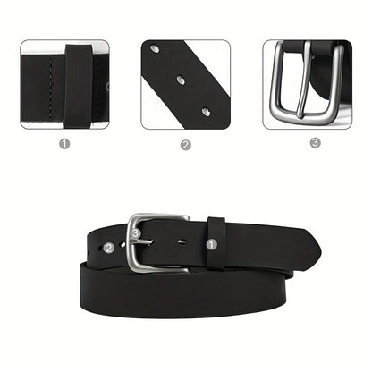 Handcrafted Men's Luxury Full Grain Leather Jeans Belt – Soft, Supple, Durable with Classic Buckle – Gift Box Included, Ideal for Casual Daily Wear
