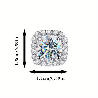 2 Pairs of Stud & Pendant 925 Sterling Silver Moissanite Square Cut Necklace - Elegant Wedding Jewelry, Perfect Birthday & Mother's Day Gifts for Women