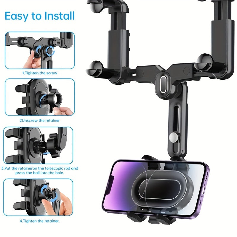 Car Phone Mount - Rotatable & Retractable, Waterproof ABS, Universal Fit for All Vehicles