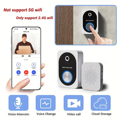 Smart Visual Dingdong Doorbell - 2.4GHz WiFi, HD Night Vision, 480P, APP Remote Video, Two-Way Call, 72 Hours Cloud Storage, Voice Change Function