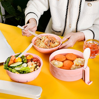 Ramen Bowl Set – Microwave Safe Noodle Cooker with Spoon, Chopsticks and Fork, Perfect for RV, Camping, Picnic, Kitchen and Dorm